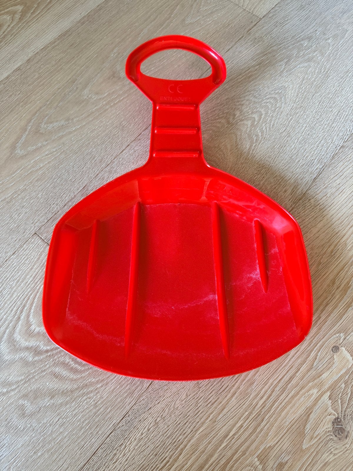 Rode kunststof slee/bobslee voor kinderen, Kinderen en Baby's, Ophalen of Verzenden, Gebruikt, Kunststof