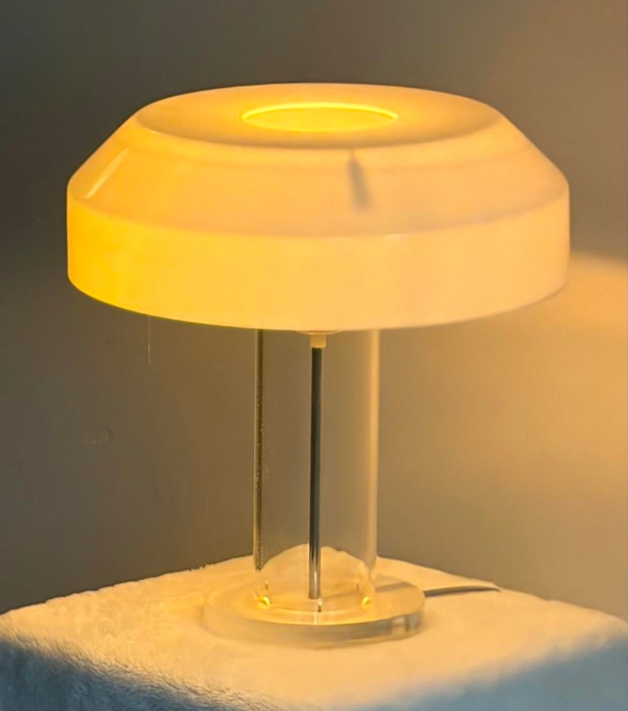 ABN AMRO lamp Aldo van den Nieuwelaar plexiglas tafellamp, Ophalen of Verzenden, Gebruikt, Kunststof