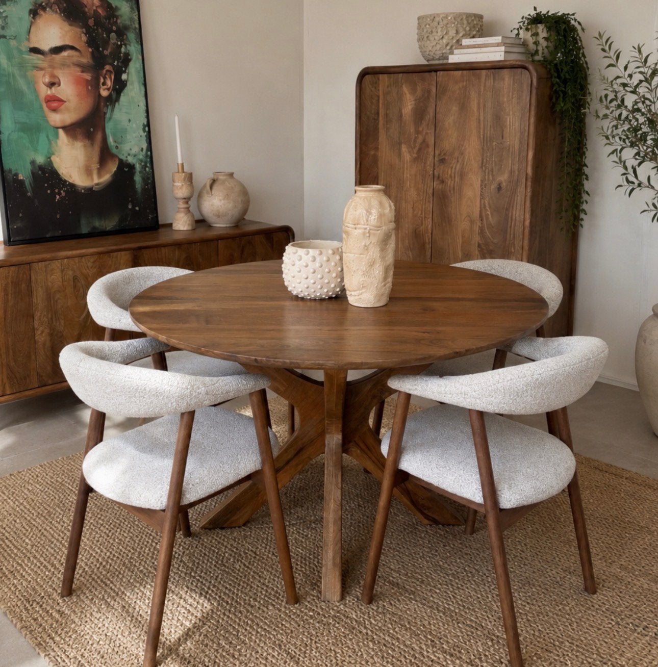 Magazijn leegverkoop ronde eettafel mangohout massief matrix, Hout, Nieuw, Ophalen of Verzenden, Info@wkhome.nl