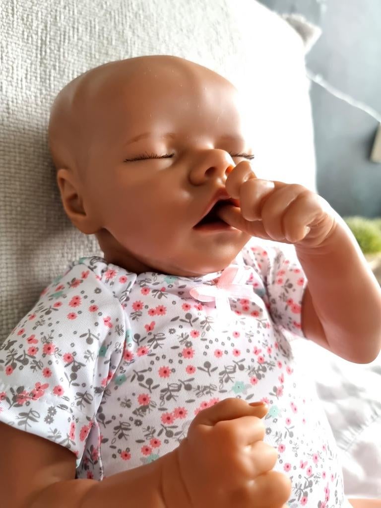 Reborn baby pop meisje, vinyl, open mond, Verzamelen, Ophalen of Verzenden, Babypop