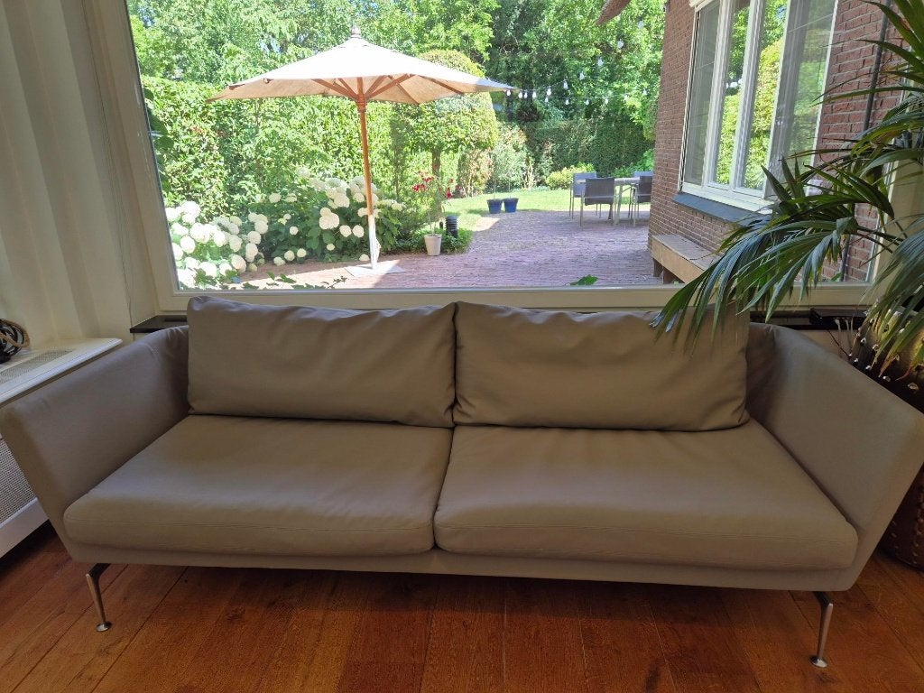 Vitra Suita 3-zits sofa Bank Classic F leer Antonio Citterio, Ophalen of Verzenden, Zo goed als nieuw, Zwart
