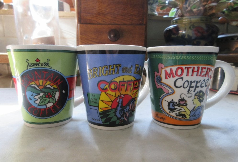 3 Tommy's Brand Coffee mokken, Oosterveldweg 15, 7274 DZ, Ophalen of Verzenden, Zo goed als nieuw, Overige stijlen