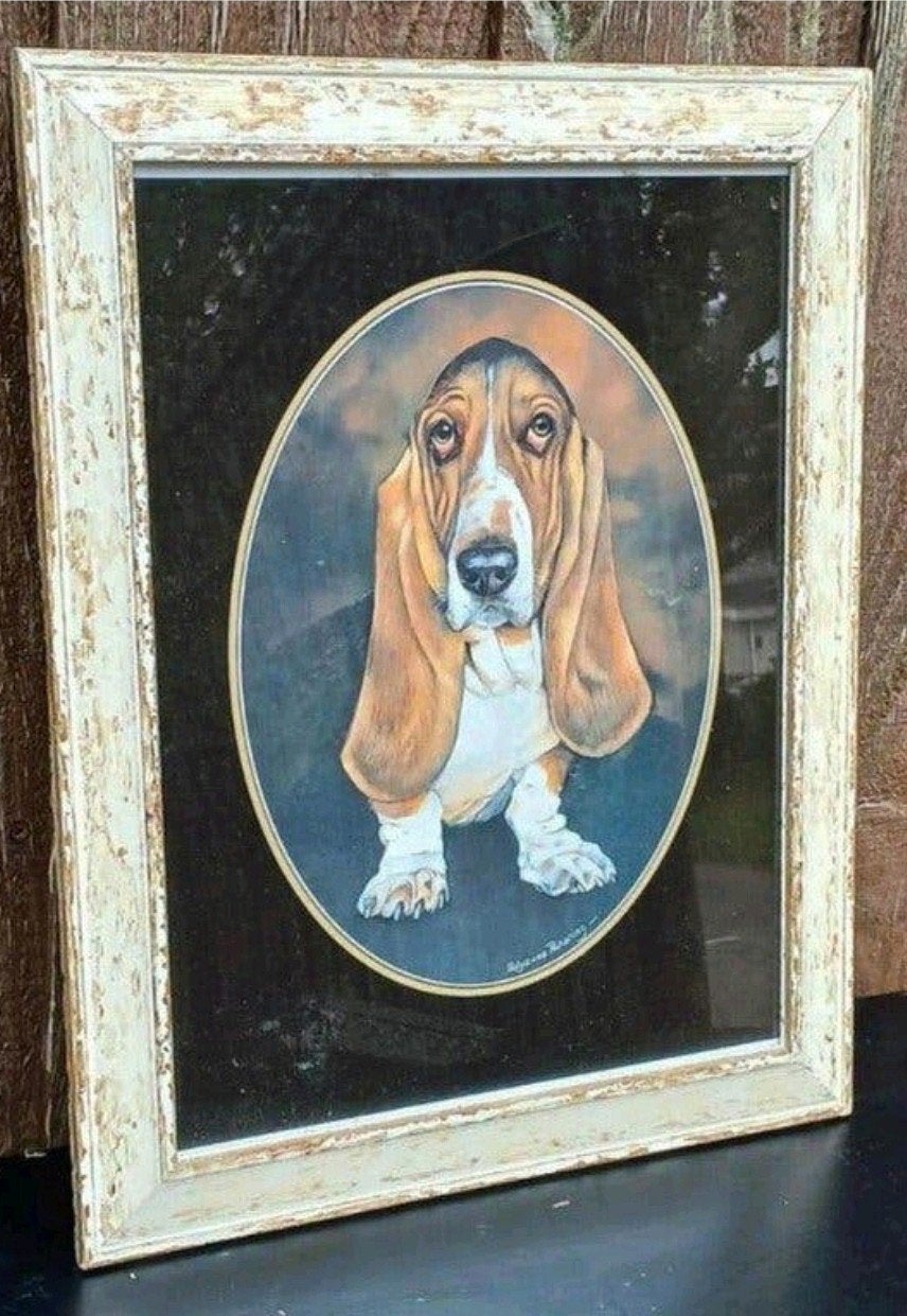 Vintage Basset Hound Schilderij - Charmant Hondenportret, Antiek en Kunst, Ophalen of Verzenden