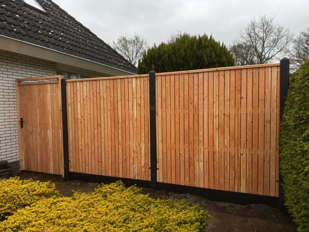 Douglas Eminent schutting met gecoat beton, Tuin en Terras, Schuttingen, Ophalen, 1 tot 2 meter, Minder dan 3 meter, Nieuw