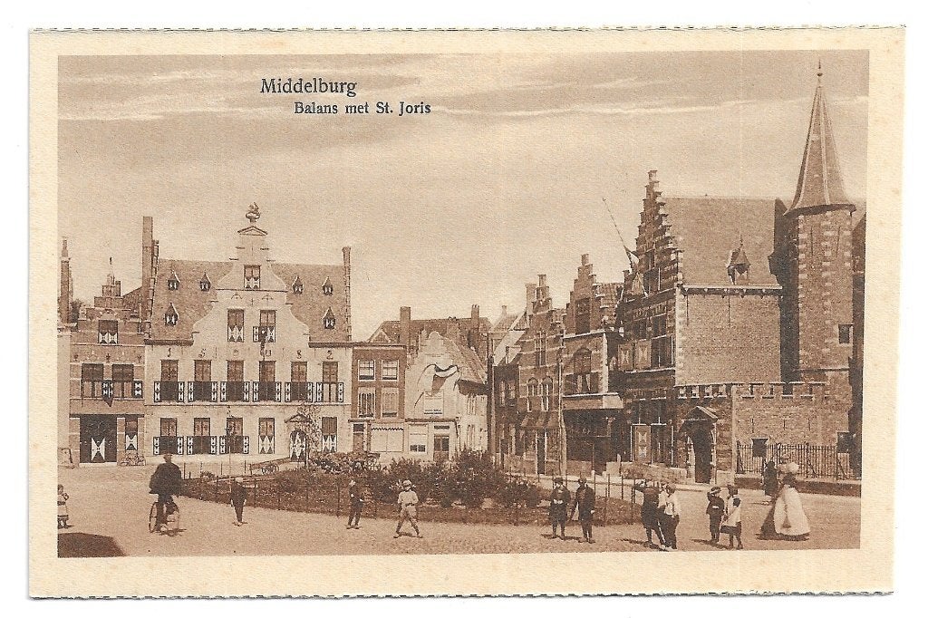 AK Middelburg - Balans met St. Joris, Verzenden, 1920 tot 1940, Ongelopen, Zeeland