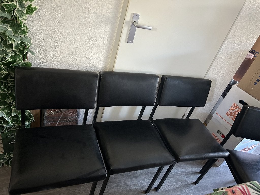 Vintage eetkamer stoelen 4x martin visser ? stijl, Huis en Inrichting, Ophalen, Gebruikt, Zwart, Vier