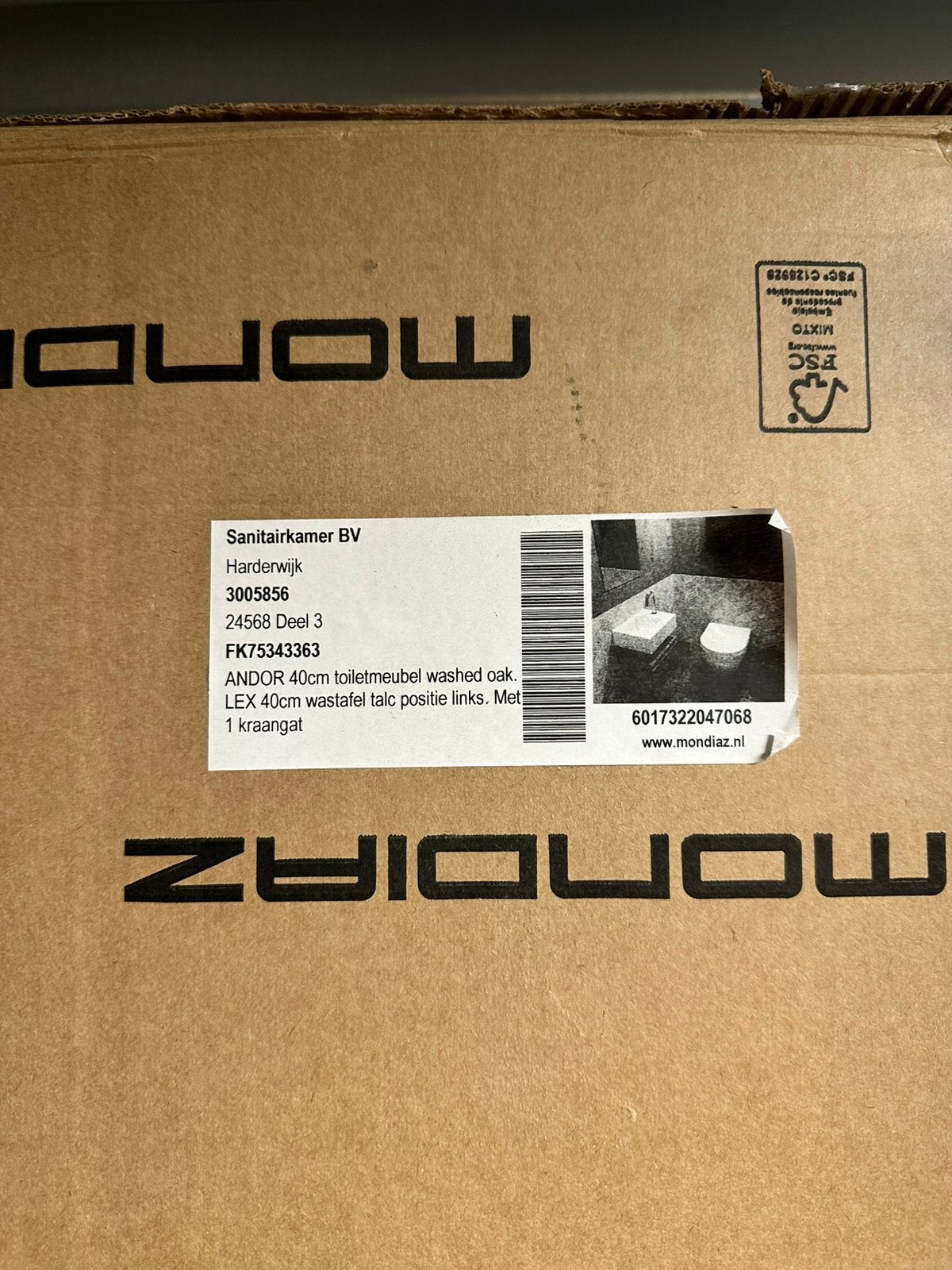 Nieuw Mondiaz ANDOR toiletmeubel 40cm + LEX wastafel Talc, Ophalen, Nieuw, Wastafel