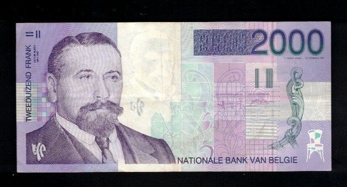 Bankbiljet België 2000 Frank - Victor Horta - 5, Postzegels en Munten, Ophalen of Verzenden, Los biljet