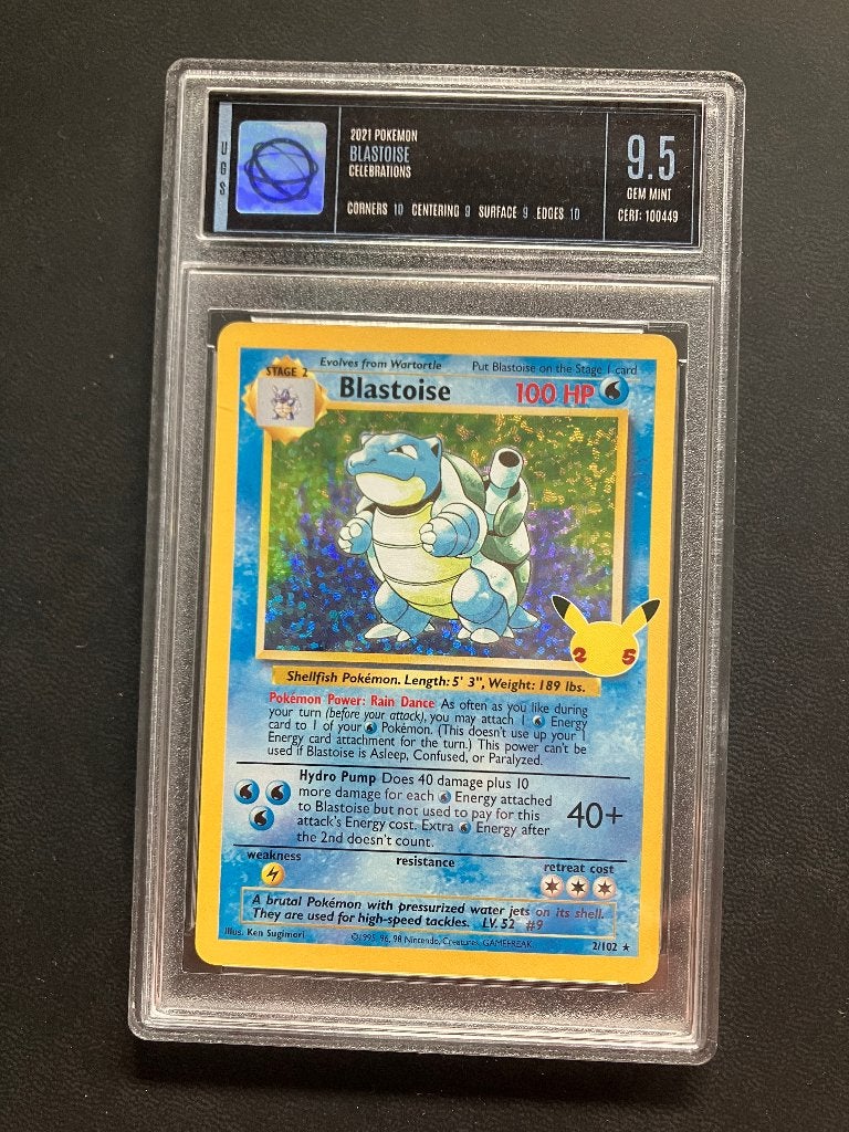 Pokemon 2021 Celebrations Blastoise UGS 9.5 Graded, Ophalen of Verzenden, Nieuw, Losse kaart