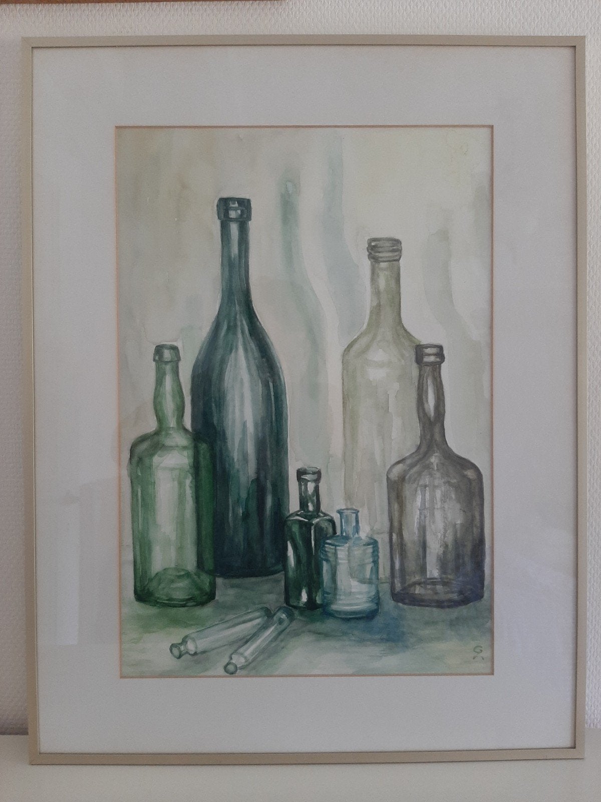 Ingelijste aquarel stilleven, Ophalen of Verzenden