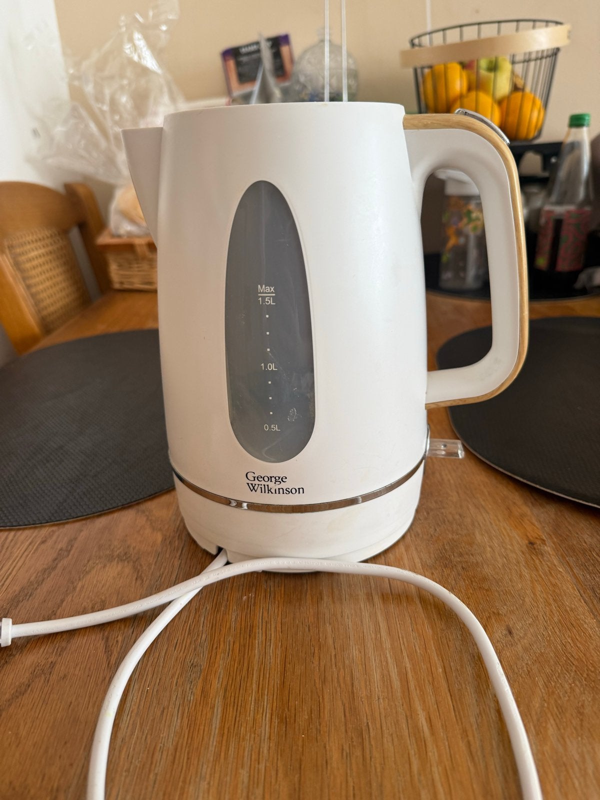 George Wilkinson Waterkoker 1.5L Wit, 1 tot 2 liter, Ophalen, Gebruikt
