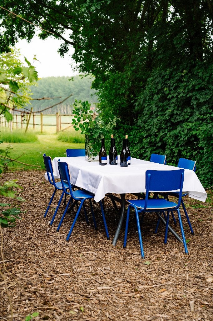 50 Blauwe Stoelen Te Huur | Evenementen, Diners & Bruiloften, Blauw, Ophalen of Verzenden, Zo goed als nieuw, Vijf, Zes of meer stoelen