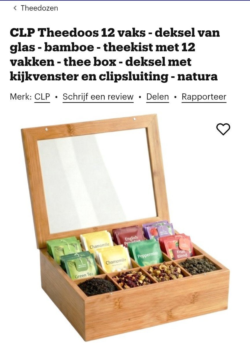 Theedoos 12 vaks, Ophalen of Verzenden, Nieuw