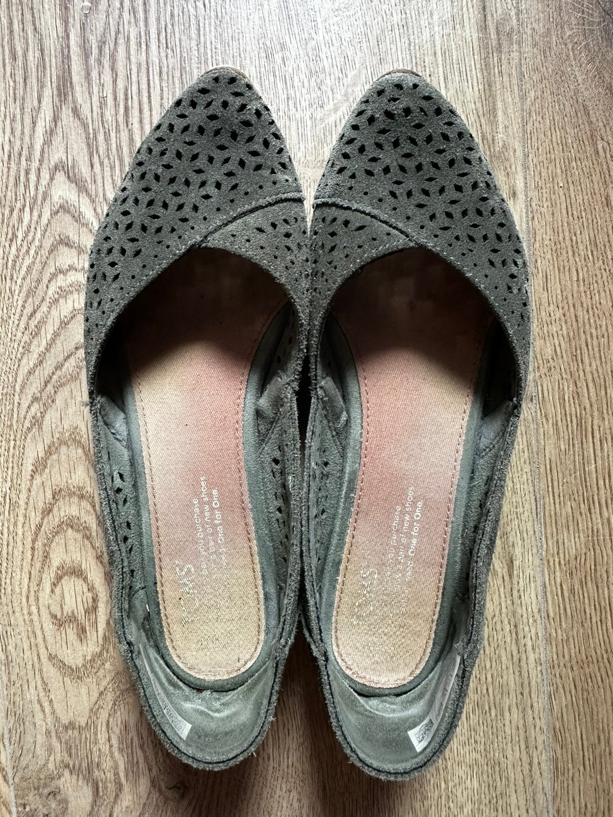 Toms jutti flats green 37 ballerina shoes suède embroidery, Gedragen, Groen, Ballerina's, Ophalen of Verzenden