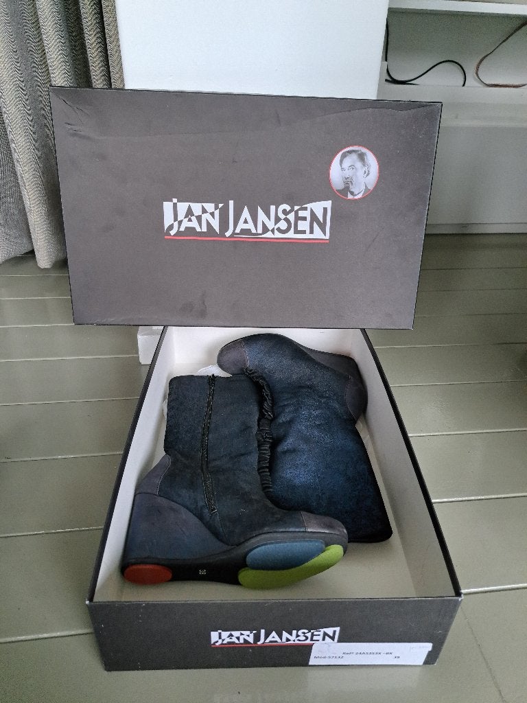 Jan Jansen laarzen - Zo goed als nieuw, met doos, Kleding | Dames, Ophalen, Hoge laarzen, Blauw, Jan Jansen