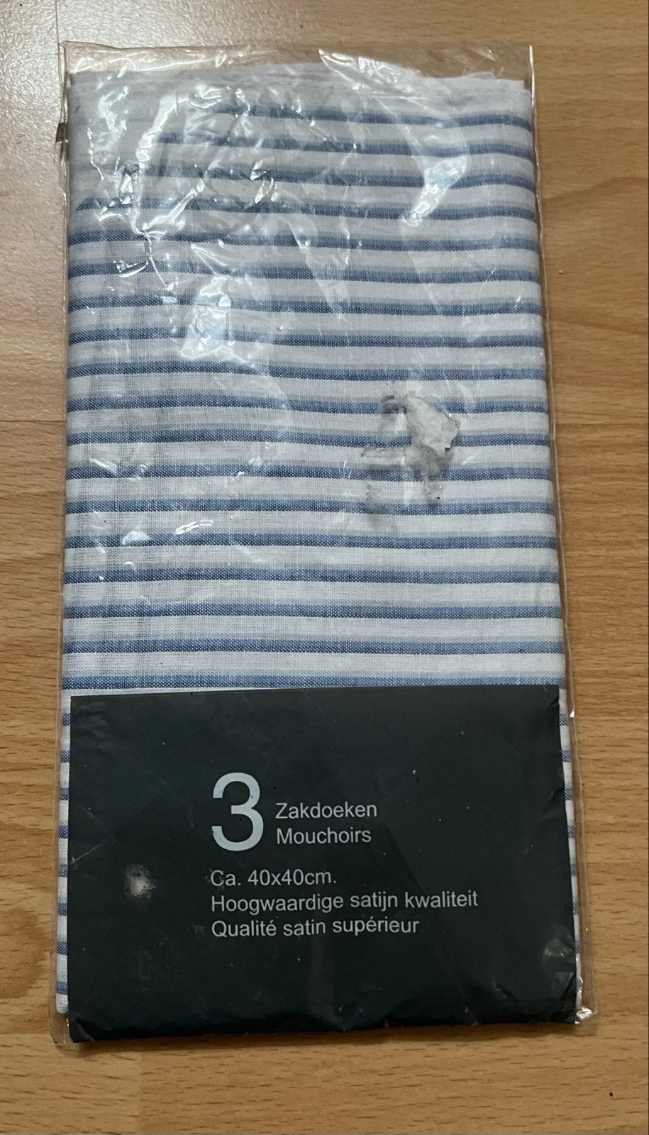 3 Zakdoeken 100% Katoen - Blauw/Wit Gestreept (nieuw), Ophalen of Verzenden, Nieuw