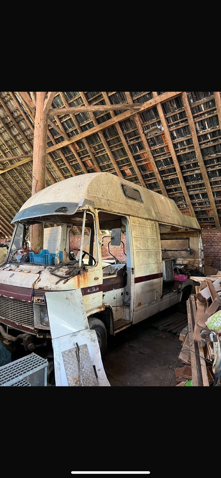 Verhoogd hoog dak mercedes 508 dudo t2 camper hanomag, Ophalen, Achter, Bumper