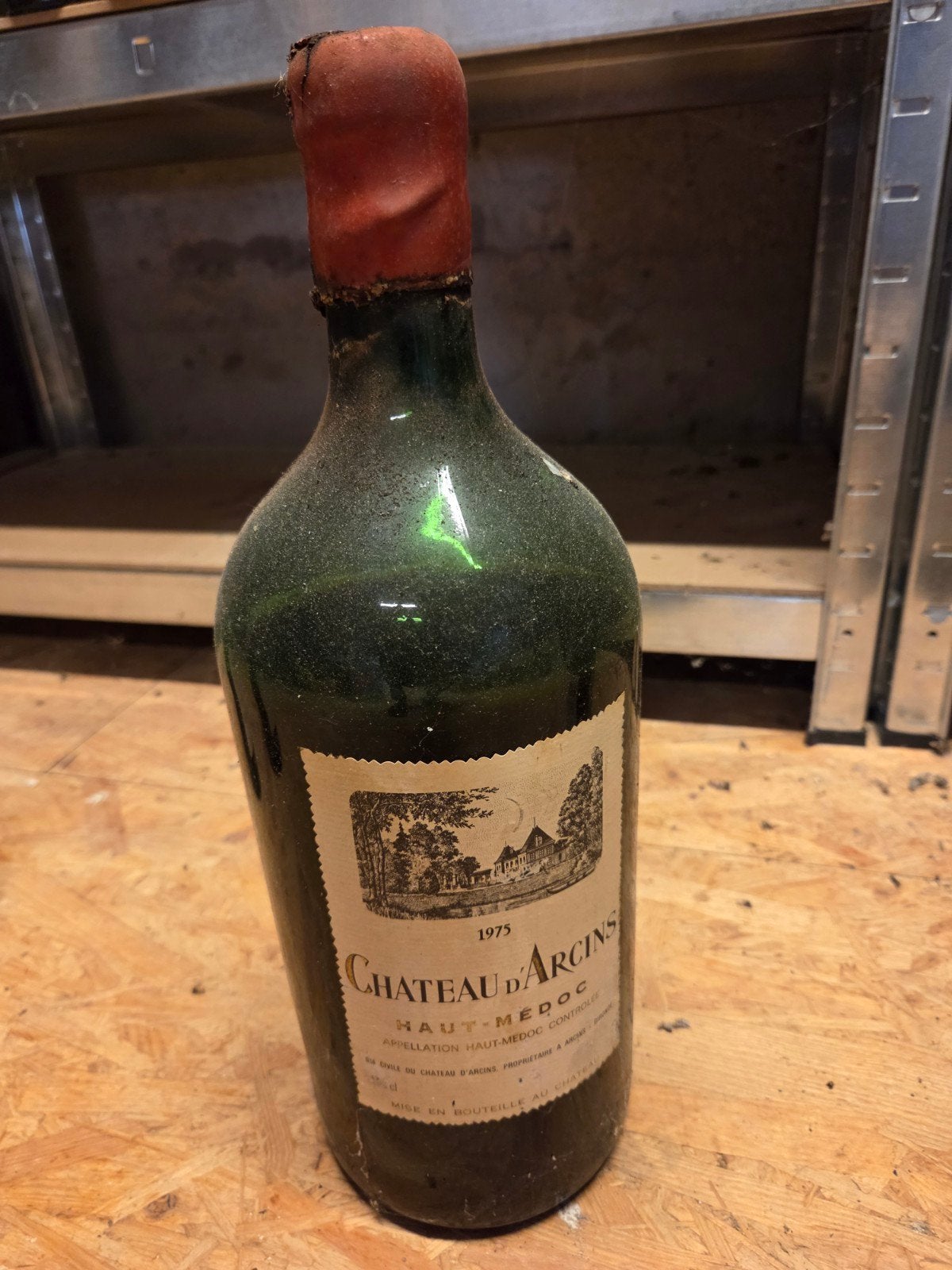 Chateau d'Arcins Haut-Médoc 1975 - 3 liter fles, Ophalen of Verzenden, Gebruikt, Frankrijk, Rode wijn