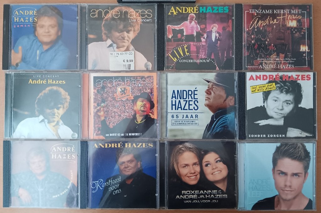 10 cd's van Andre Hazes en 2 cd's van Familie Hazes, Ophalen, Gebruikt, Levenslied of Smartlap