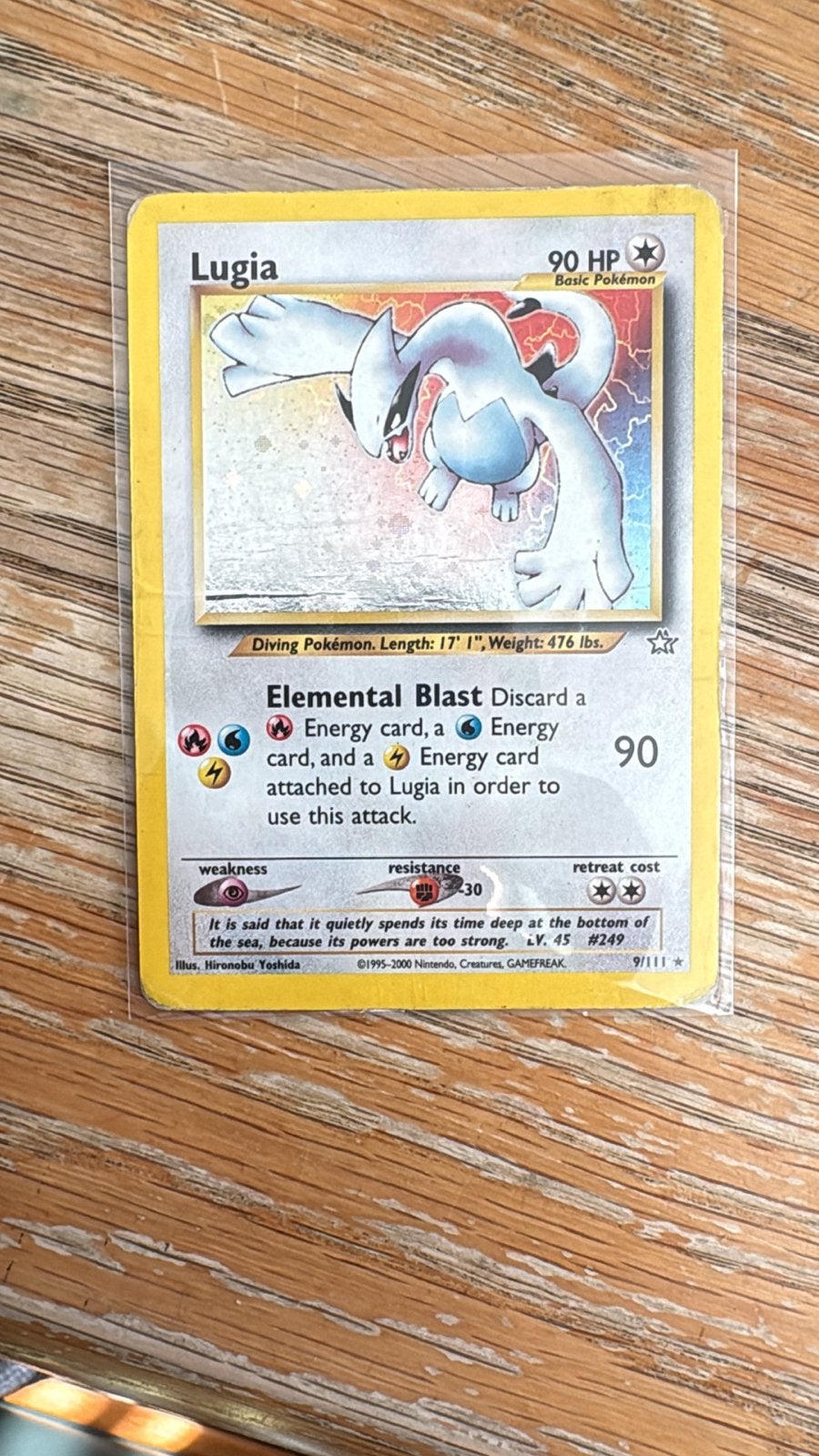 Neo genesis Lugia 90 HP Basic Pokémon (9/111), Ophalen of Verzenden, Gebruikt, Losse kaart