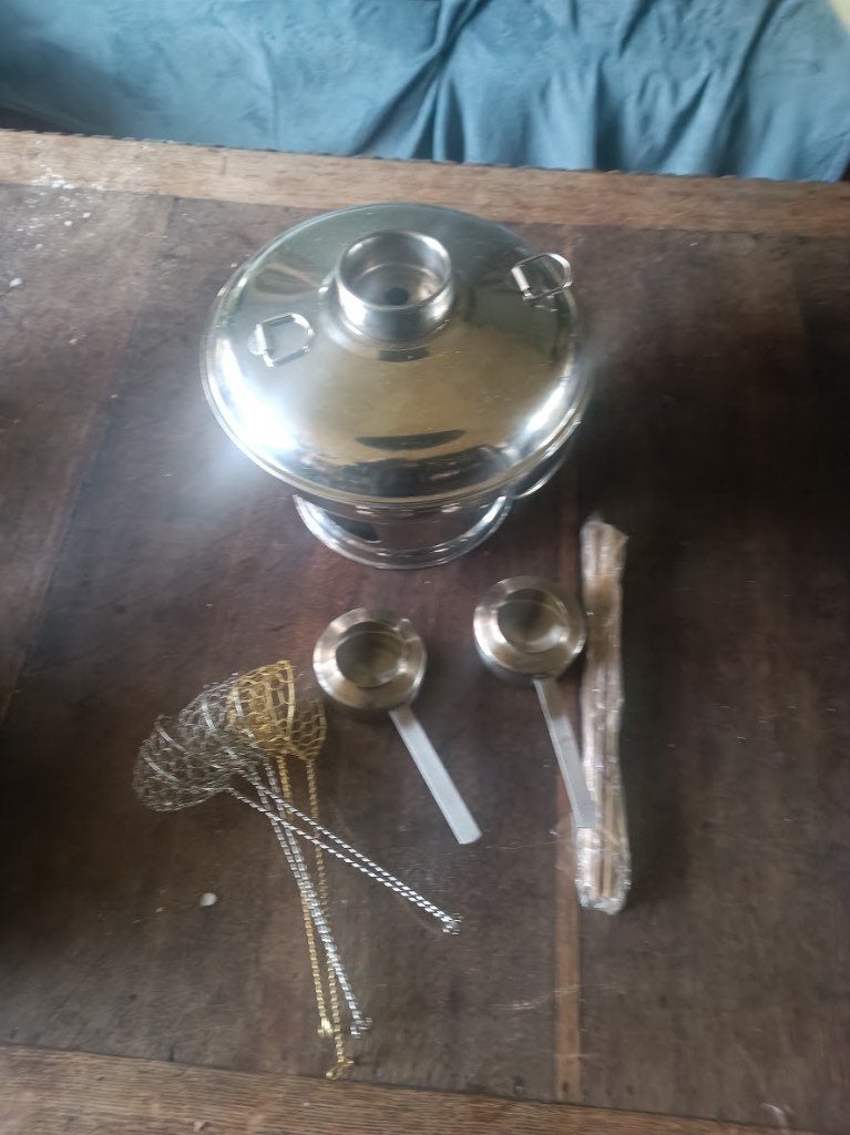complete Oosterse Bouillon Fondue Set, Ophalen, Zo goed als nieuw, Brander, Fondueset