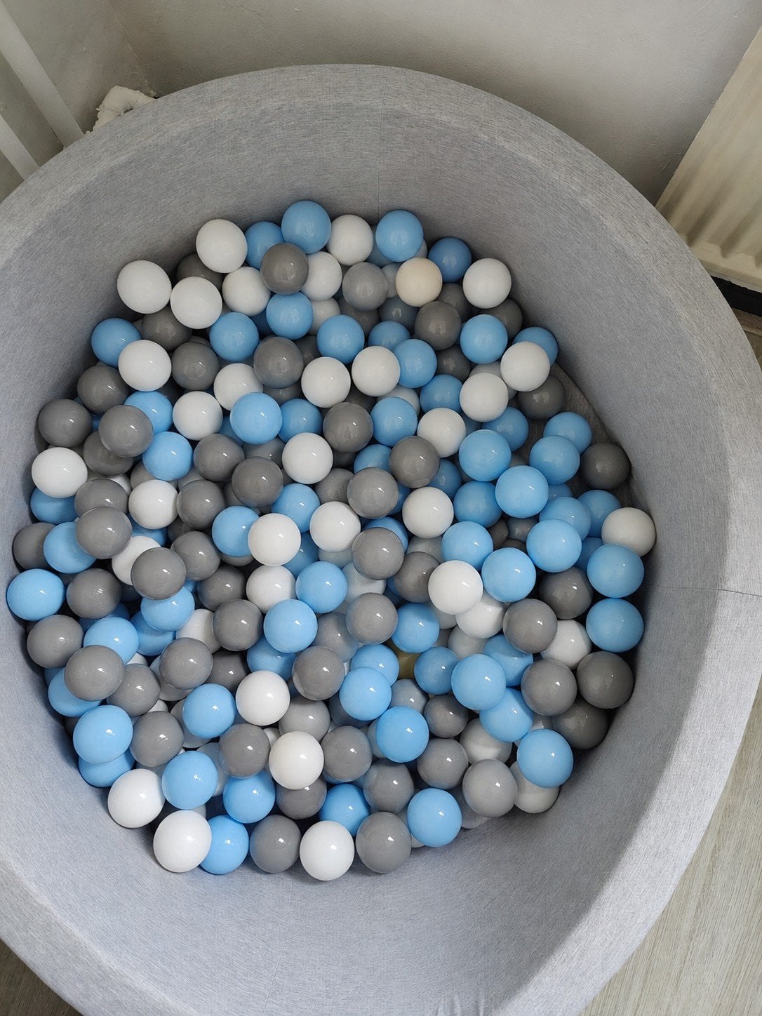 Ballenbak met ballen - grijs, blauw, wit, Ophalen, Gebruikt, Overige typen