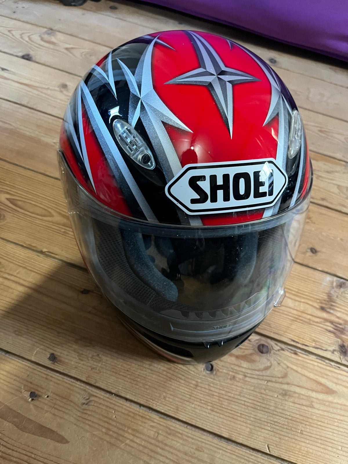 Shoei motorhelm XS - Rood/Zwart/Zilver design, Ophalen, XS, Integraalhelm, Shoei