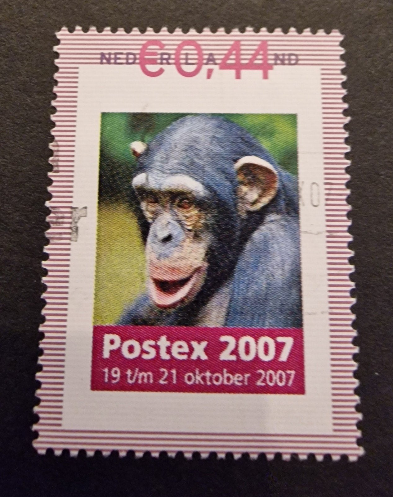 kv801 persoonlijke  Postex 2007 Postzegel - Chimpansee, Ophalen of Verzenden, Na 1940, Gestempeld