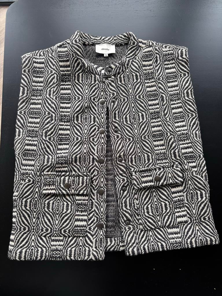 Shoeby Gilet Zwart-Wit Print Maat 146-152, Ophalen of Verzenden, Zo goed als nieuw, Meisje, Trui of Vest