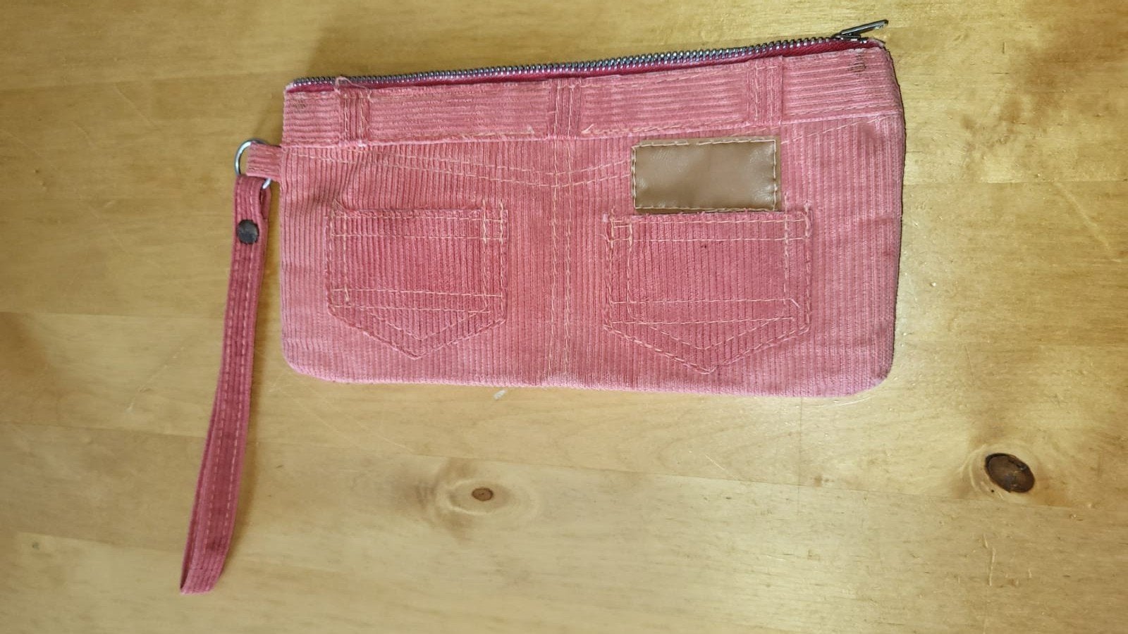 Vintage steenrode ribfluwelen etui / clutch, Ophalen of Verzenden, Gebruikt, Roze, Overige merken