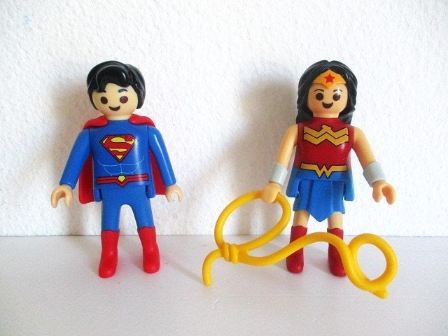 playmobil D C poppetjes superwoman superheld, Ophalen of Verzenden, Zo goed als nieuw, Complete set, Figuren