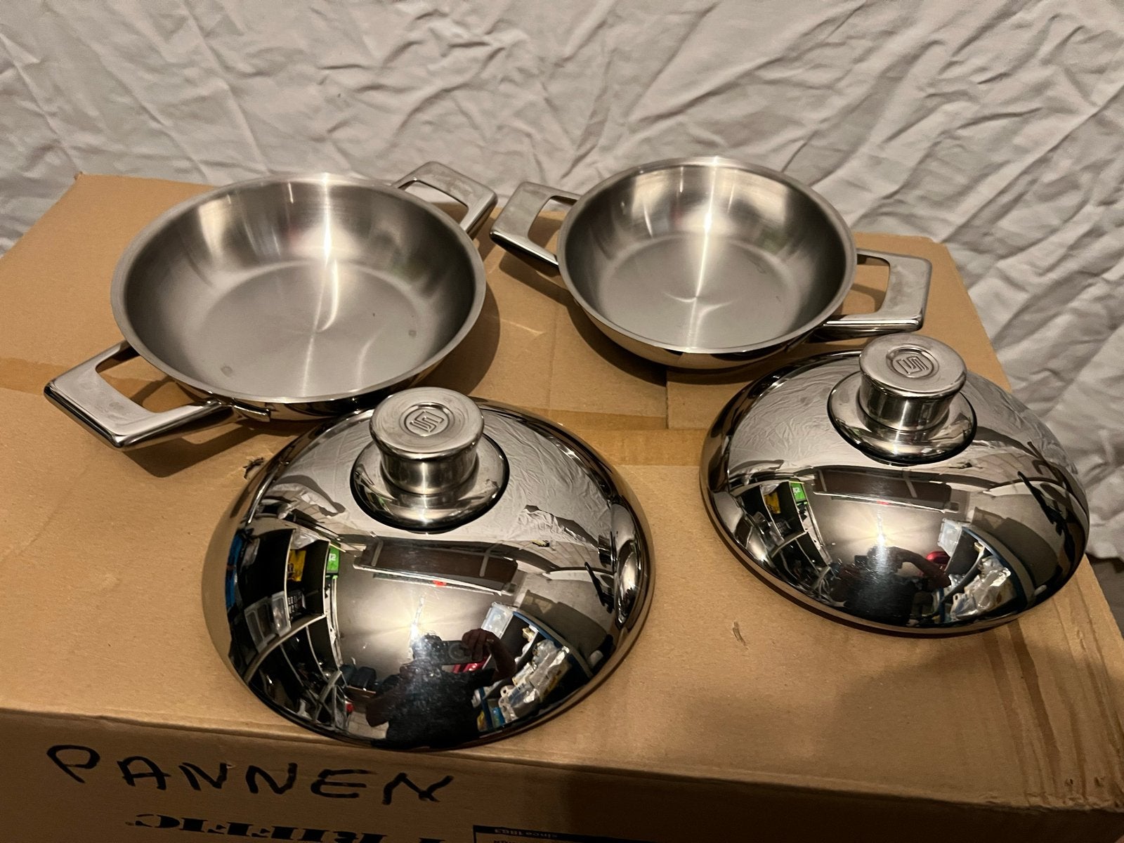 Pannenset 16/18cm RVS - Inductie & Vaatwasserbestendig, Ophalen, Pannenset, Zo goed als nieuw, Rvs