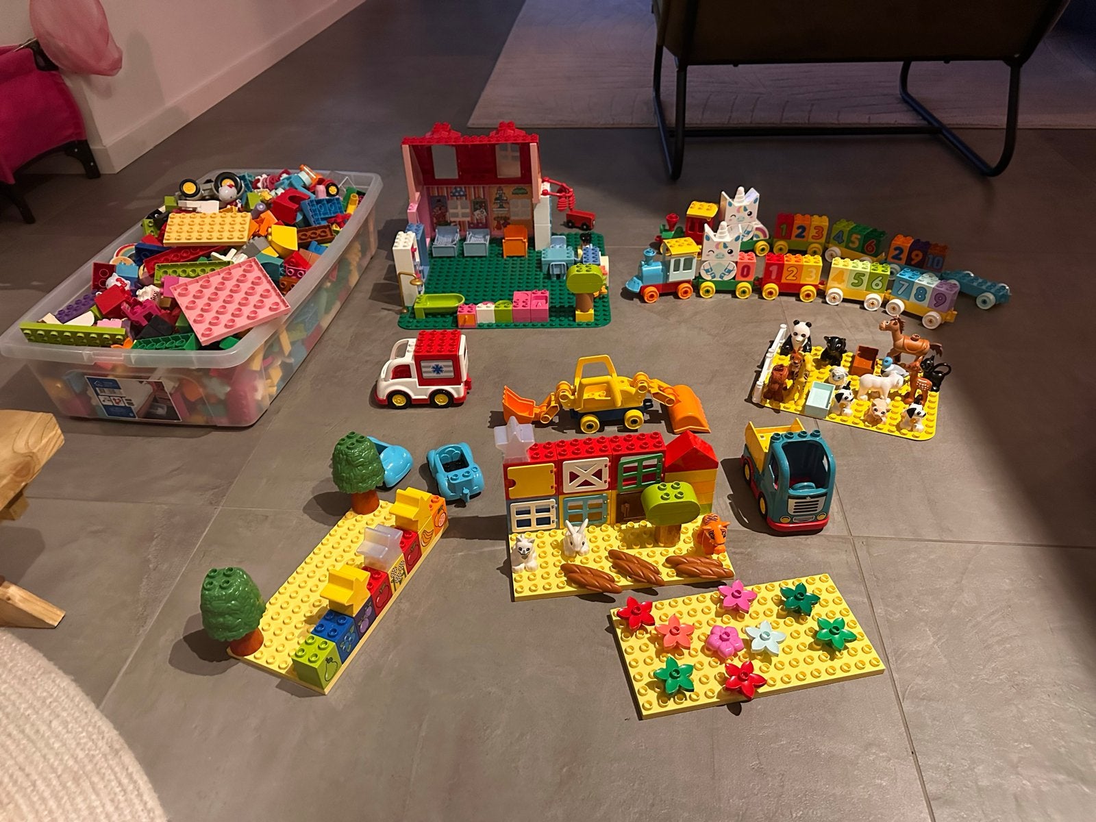 Grote verzameling Duplo met huis, trein, dieren en meer!, Ophalen, Gebruikt, Duplo, Meerdere sets