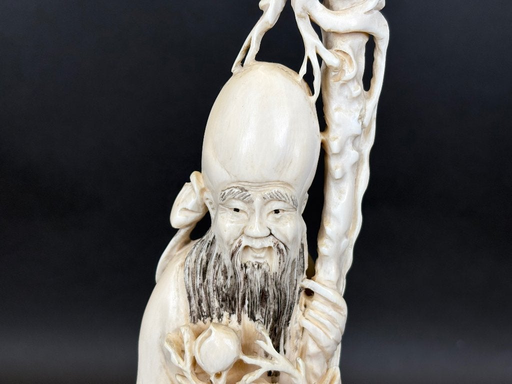 Chinese ivoren Shou Lao — God van de Lange Levensduur Cites, Ophalen, 20 - 50 cm, Overige materialen, Beeld