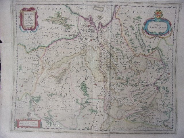 Ditio Trans-Isulana Kaart Overijssel (en Drenthe) Jansonius, Origineel, Cartografie, Gravure, 49 cm