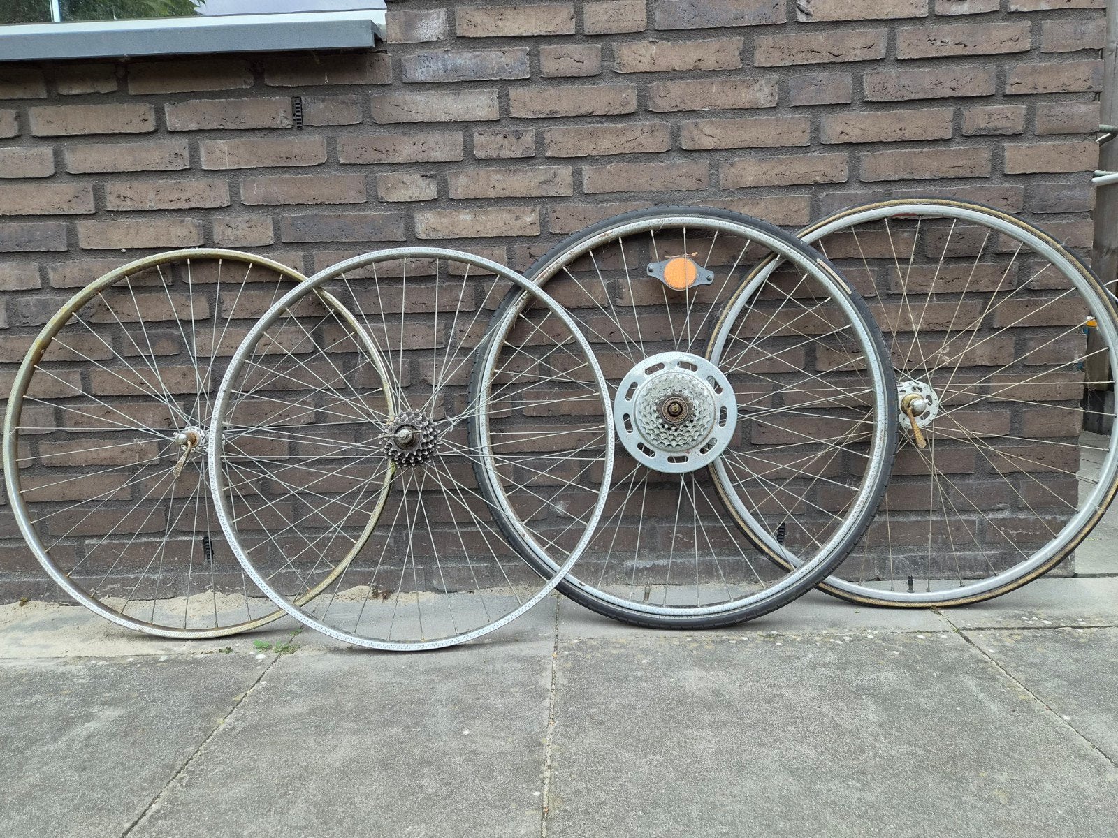 Vintage racefiets wielen + spatborden - Peugeot, Fietsen en Brommers, Fietsonderdelen, Gebruikt, Staal, Racefiets, PEUGEOT