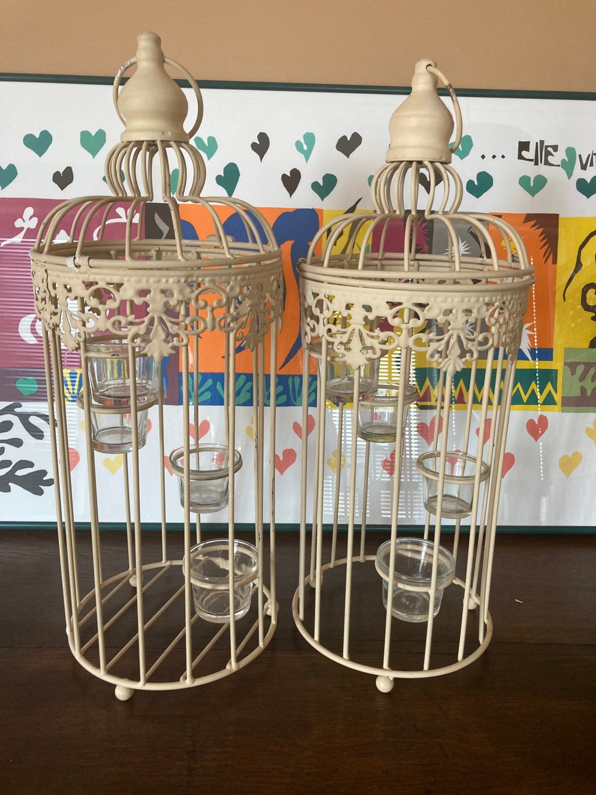 Brocante waxinelichthouders grote vogelkooien lantaarns, Ophalen of Verzenden