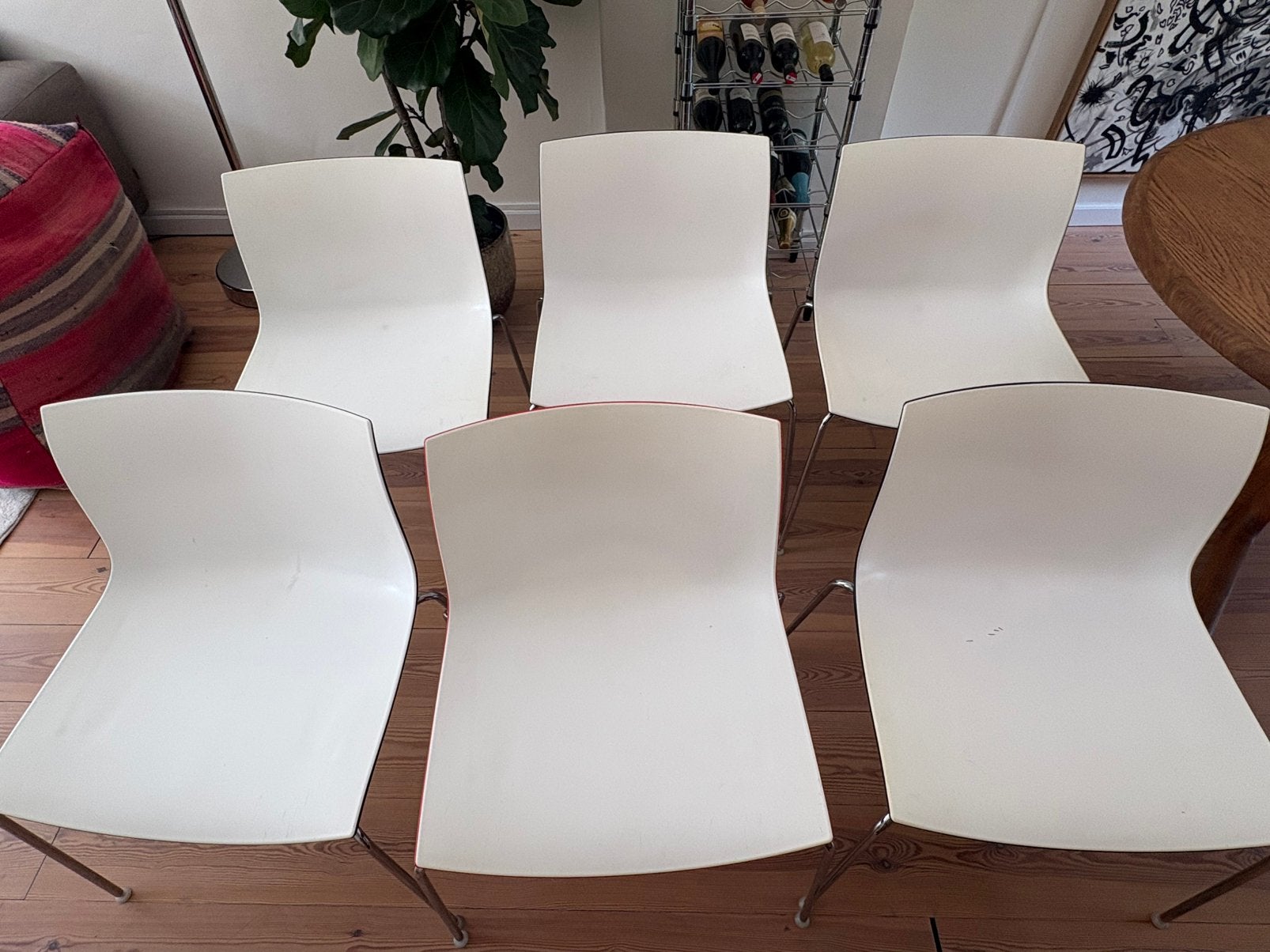 Arper Catifa 46 stoelen, Huis en Inrichting, Stoelen, Zo goed als nieuw, Vijf, Zes of meer stoelen, Rood, Ophalen