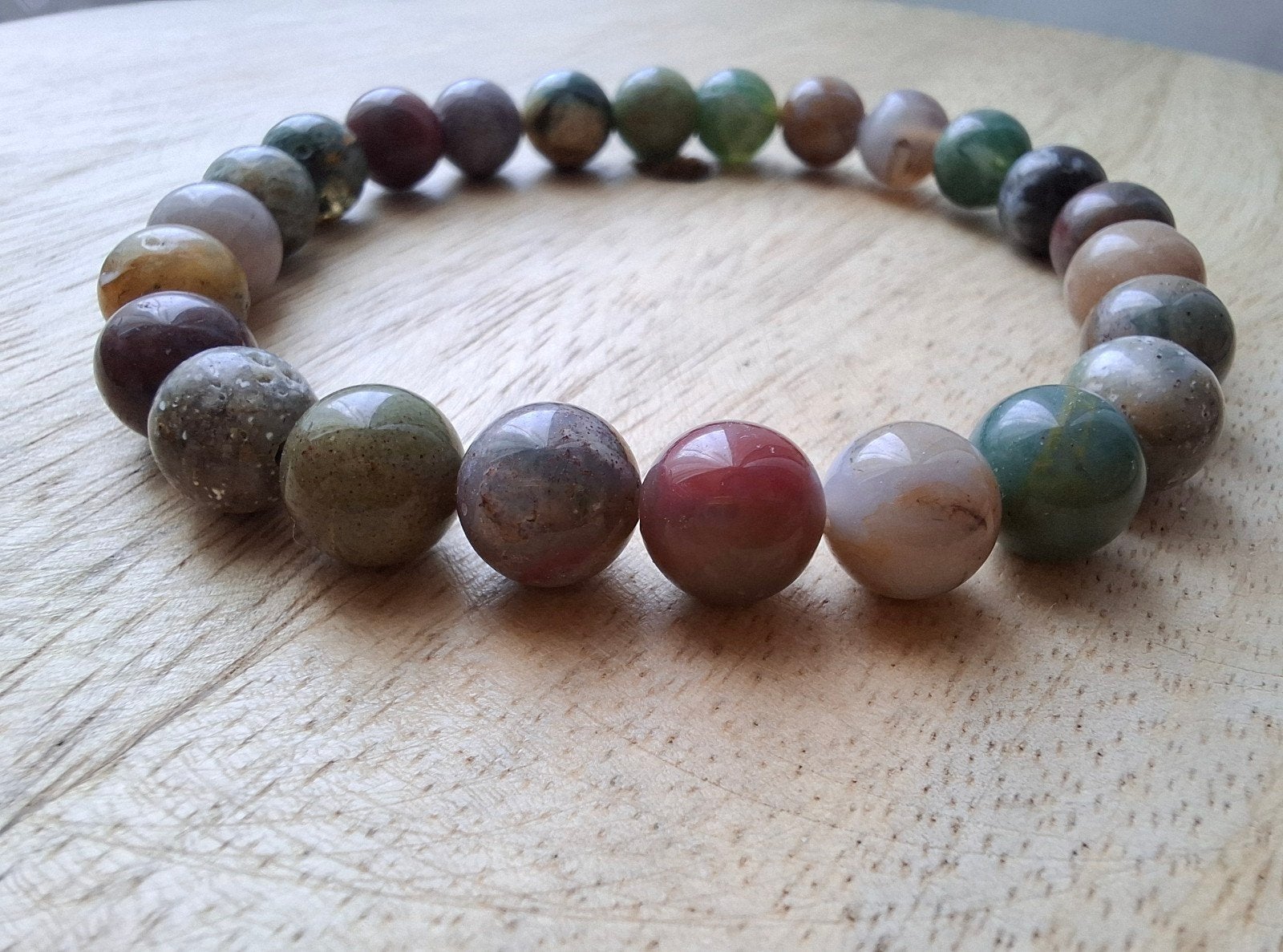 Armband 8 mm natuursteen kralen indian agaat groen rood, Sieraden, Tassen en Uiterlijk, Edelstenen, -, -, Nieuw, Ophalen of Verzenden