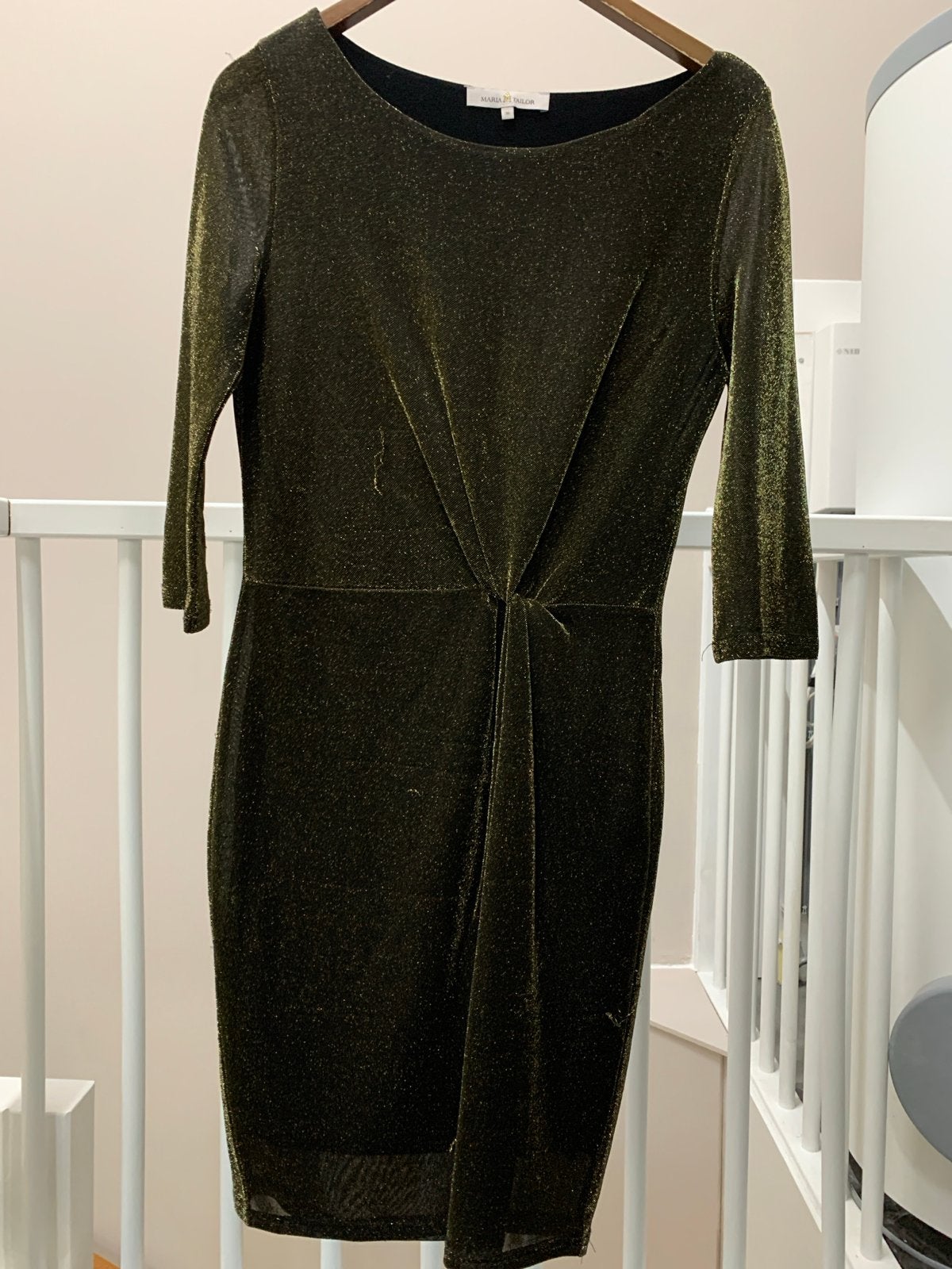 Maria M Tailor Goudkleurige Glitter Jurk Maat 36, Overige kleuren, Ophalen of Verzenden, Zo goed als nieuw, Knielengte
