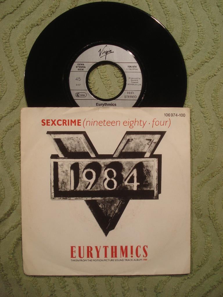 Eurythmics 7" Vinyl Single: Sexcrime (Nineteen Eighty Four), Ophalen of Verzenden, Zo goed als nieuw, Pop