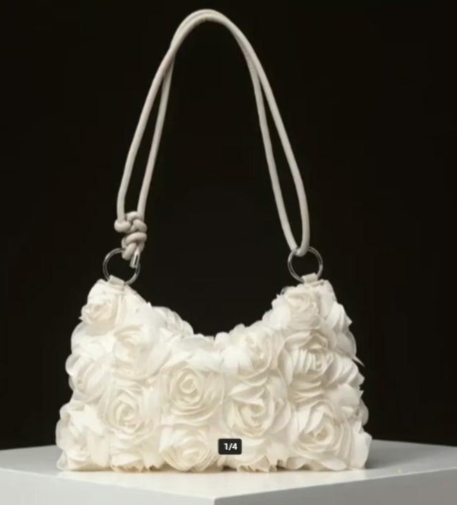 Nieuwe tas met rozen en verstelbare riem, Verzenden, Nieuw, Wit, Handtas