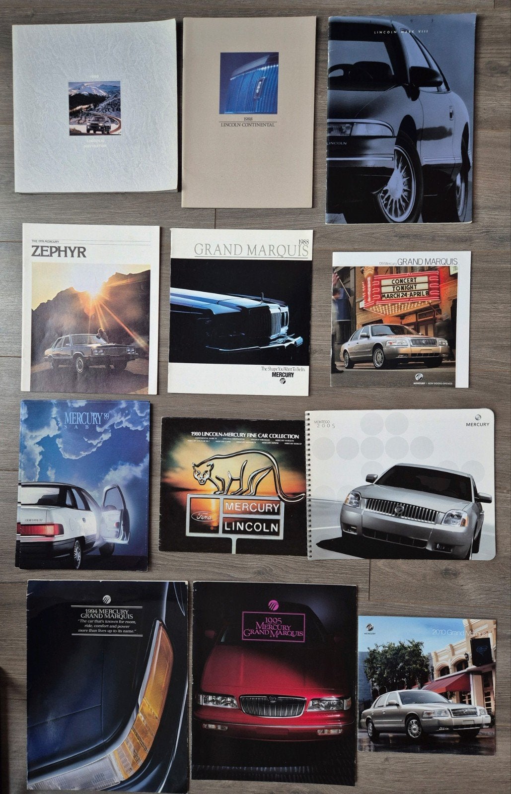Collectie 12 Folders Mercury Lincoln Grand Marques Zephyr, Ophalen of Verzenden, Gelezen, Ford