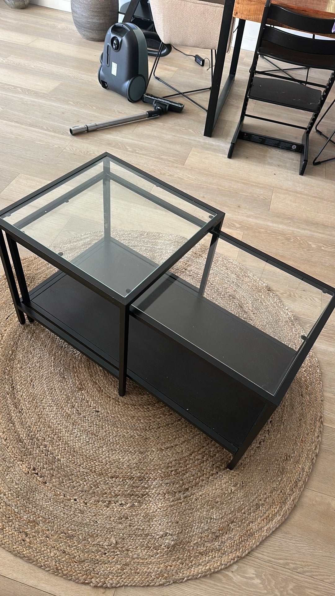 IKEA Salontafel met glazen blad en metalen frame, Gebruikt, 100 tot 150 cm, Glas, 50 tot 100 cm