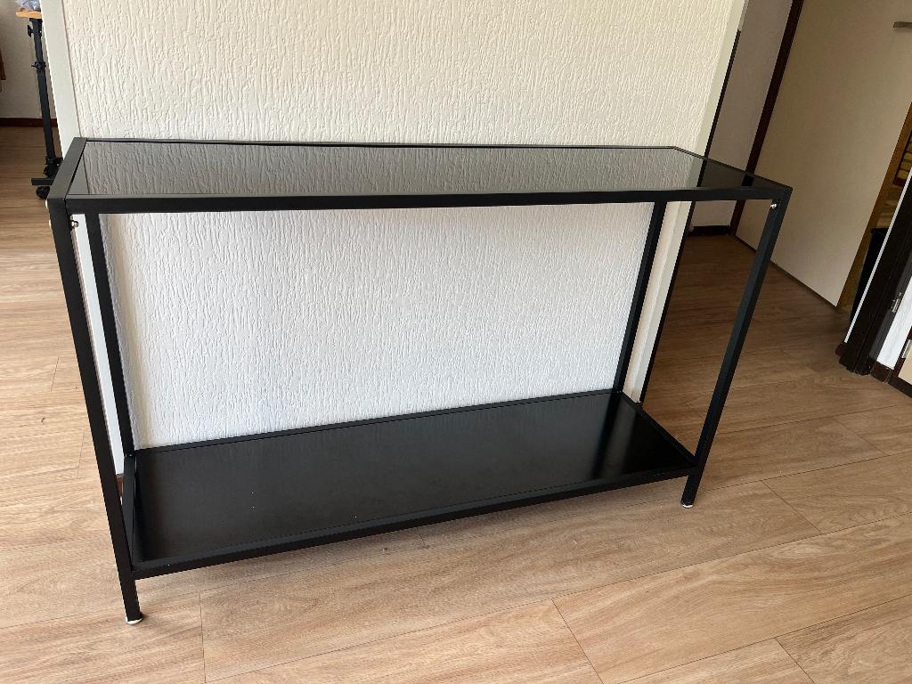 Wandtafel, gehard glas, zwart, Ophalen, 100 tot 150 cm, Glas, Zo goed als nieuw