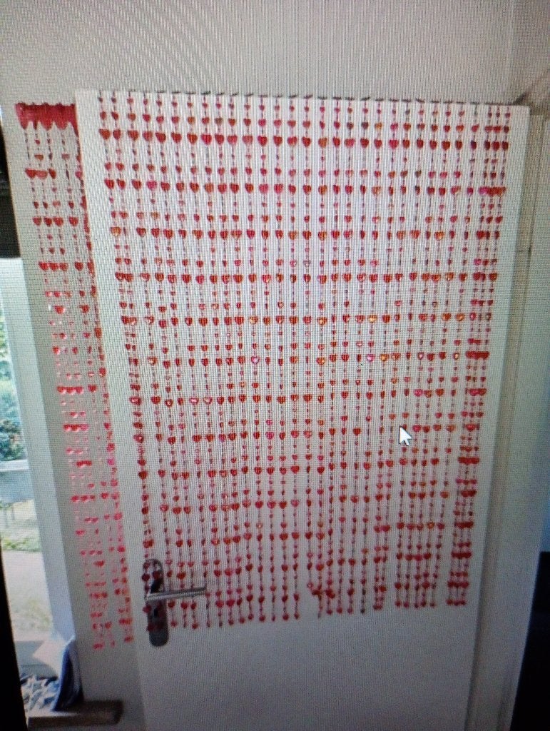 roze glazen hartjes gordijnen, Ophalen, Overige kleuren, 100 tot 150 cm, 50 tot 100 cm