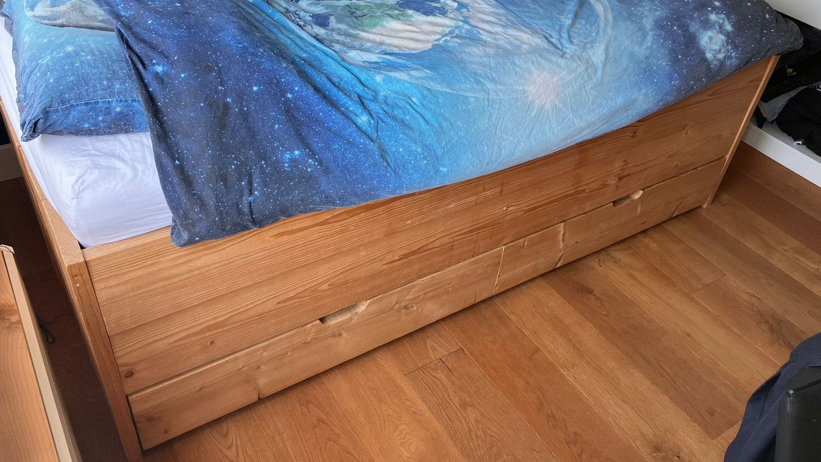 Steigerhouten bed, Ophalen, Gebruikt, 90 cm, Eenpersoons
