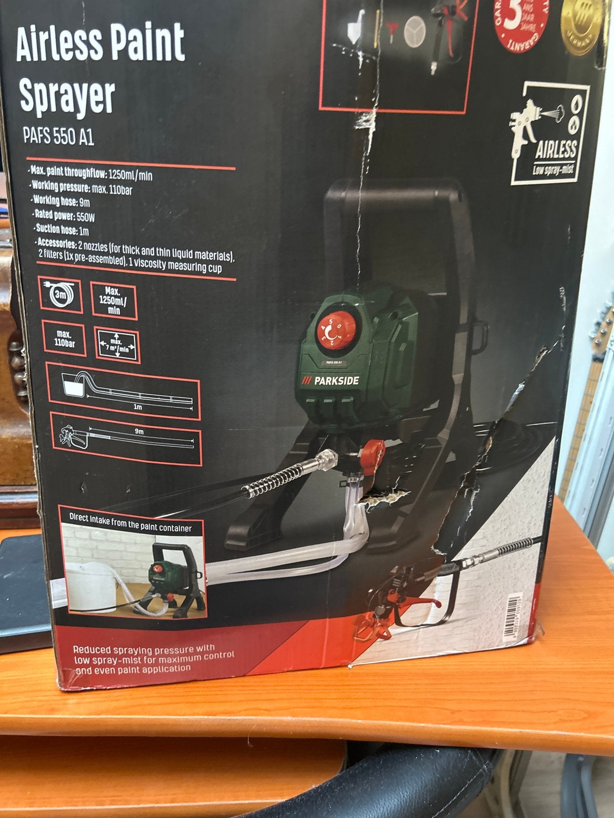 Parkside Airless Verfspuit PAFS 550 A1 - Nieuw in doos, Ophalen, Nieuw, Verfspuit of Verfpomp
