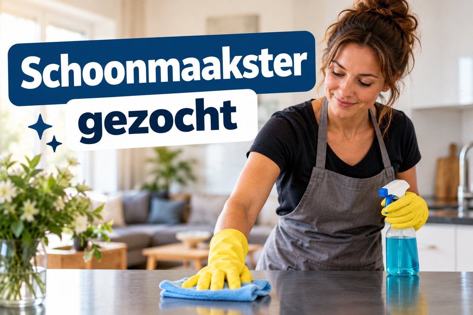Schoonmaakster gezocht – 3 uur per week, Schoonmaken