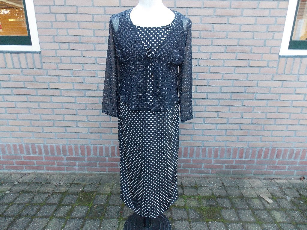stippen set, jurk+blouse hillard and henson mt 38 nieuwstaat, Kleding | Dames, Maat 38/40 (M), Zwart, Ophalen of Verzenden, Zo goed als nieuw